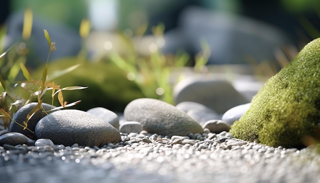 写真 自然界の岩と植物