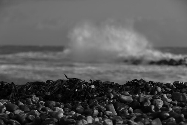 Photo rocks on beach against sky