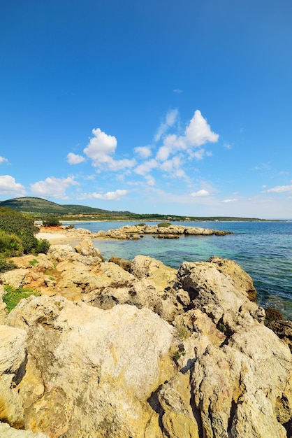 イタリアサルデーニャ島の海岸沿いの岩