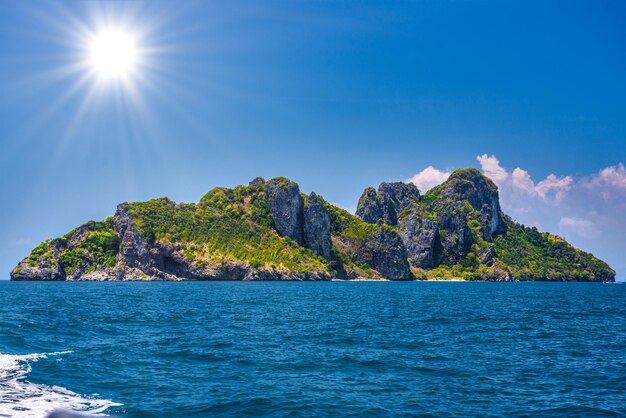 Rocks cliffs in the sea Ko Yung island Phi Phi Andaman sea K