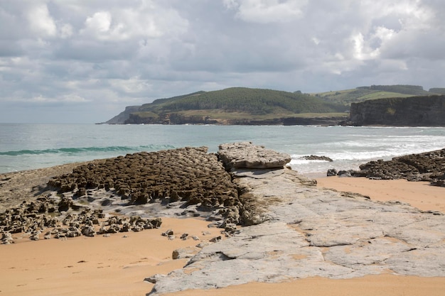 Rocks on Langre Beach, Santander, Spain