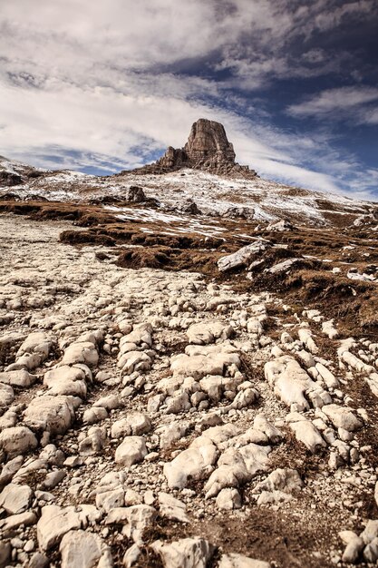 Rocks on mountains against sky