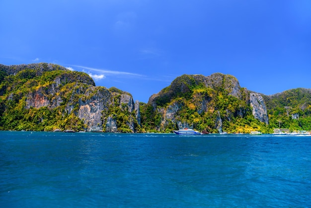 Rocks and sea Phi Phi Don Andaman sea Krabi Thailand