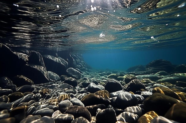 Rocks in the Sea An Underwater Scene View