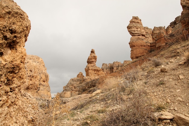 Rocks shaped by wind erosion