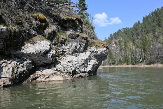 Rocks on the taiga river