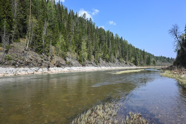 Rocks on the taiga river