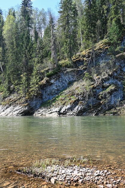 Rocks on the taiga river