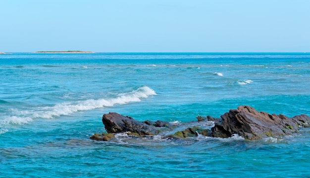 Rocks and waves in La Pelosa Stintino