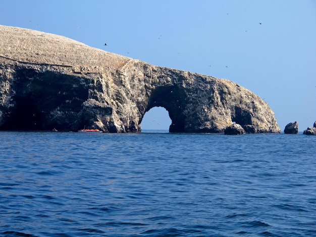 Rocks with animals in the Pacific ocean Paracas Peru