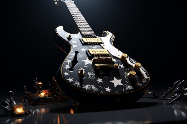 Rockstar Guitar Skull Een rockstarthemed schedel met 00522 01