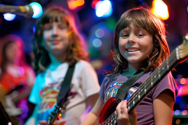 Photo rockstar kids rocking out with musical instruments