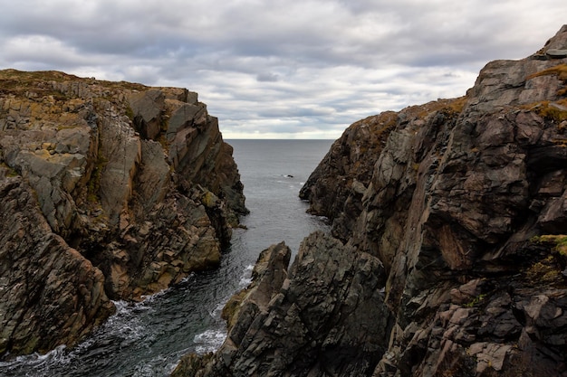 Rocky Atlantic Ocean Coast during a cloudy evening