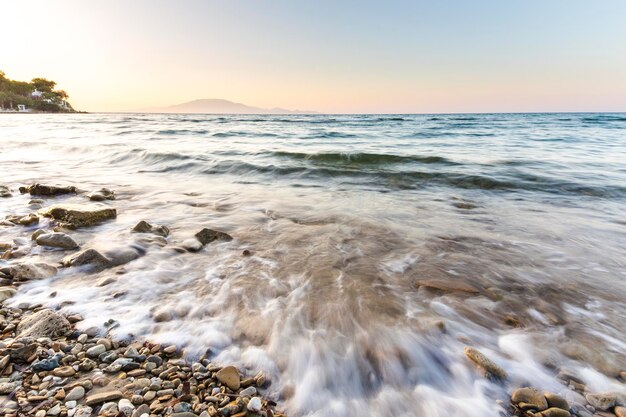 Rocky coast at sunset