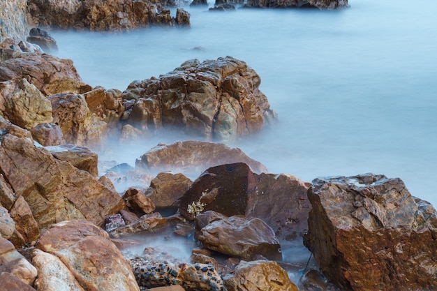 rocky coastline and long exposure