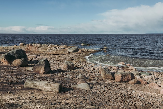 Rocky coastline in the north of Russia.