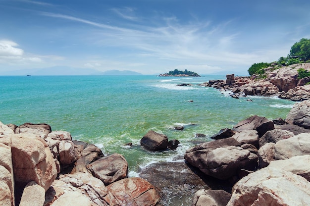 Rocky coastline of the sea Nha Trang Vietnam