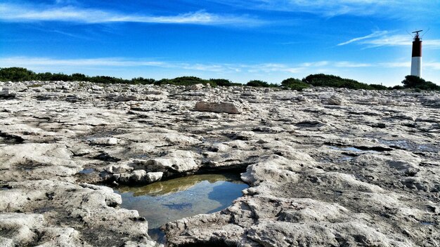 Rocky landscape against blue sky