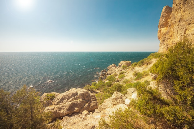 Rocky landscape with the black sea