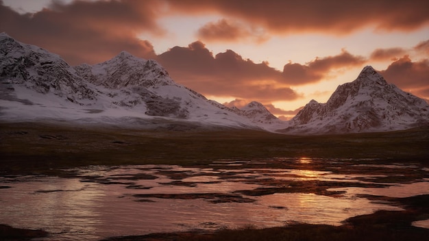 Rocky Mountain Peaks tijdens gouden zonsopganghemel