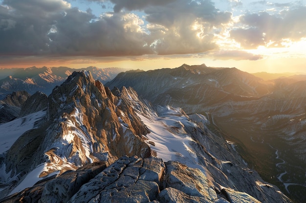 Rocky mountain summit at dawn