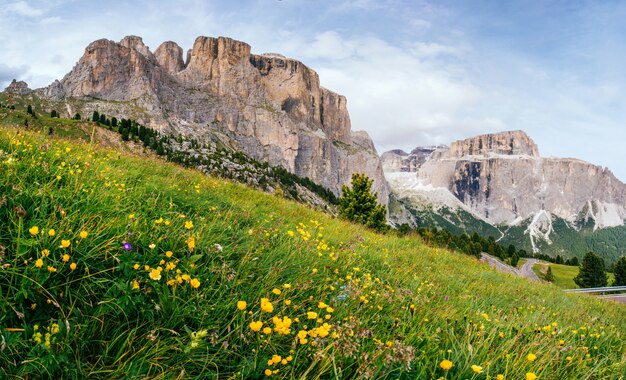 Rocky Mountains at sunset. Dolomite Alps, Italy