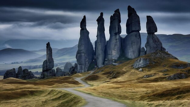 Photo rocky pinnacles at the old man of storr