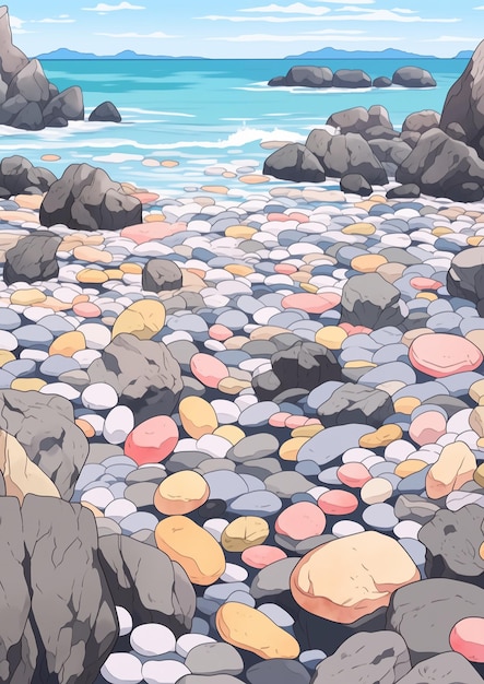 Rocky sea shore illustration