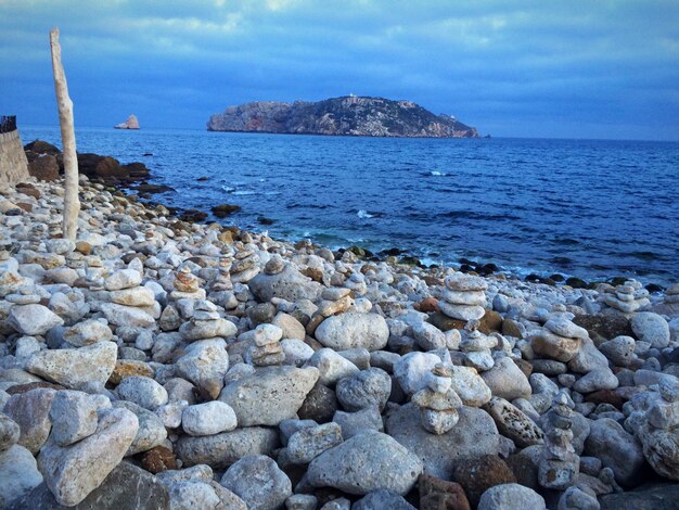 Rocky shore at dusk