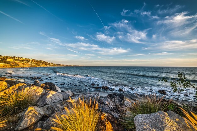 Rocky shore in malibu california