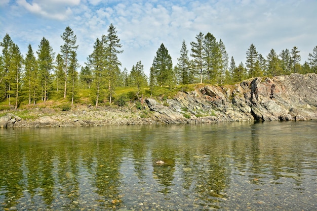 Rocky shores of the Ural river