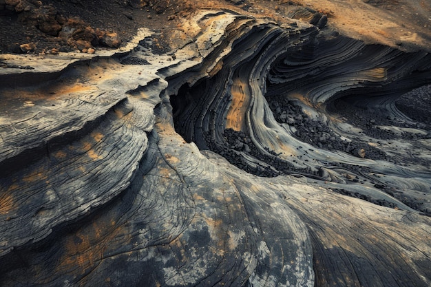 Photo rocky surface covered in layers of dirt and sand weathered and rugged terrain detail