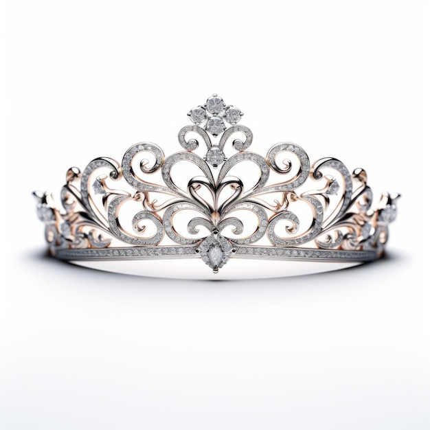 Rococo-geïnspireerde tiara met ronde diamanten