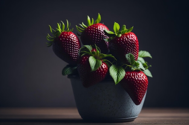 rode aardbeien in de mand met bloemen