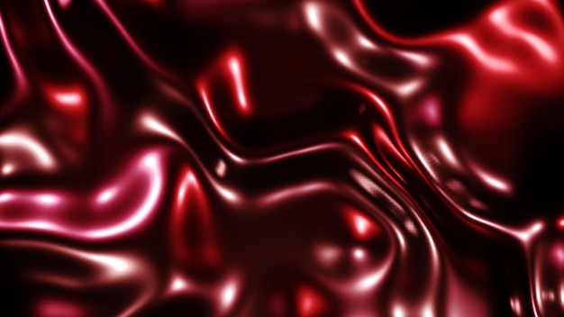 Rode abstracte golvende en ronde vormen vloeibaar neon, Rose glanzende gradiënt textuur oppervlaktewater Achtergrond,