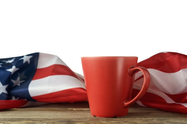 Rode americano-beker en Amerikaanse vlag
