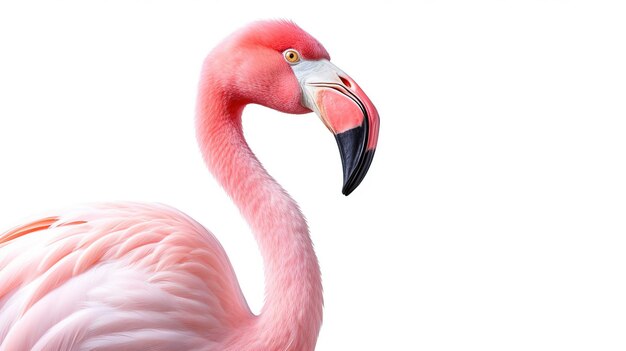 Foto rode amerikaanse flamingo op witte achtergrond ai gegenereerde afbeelding