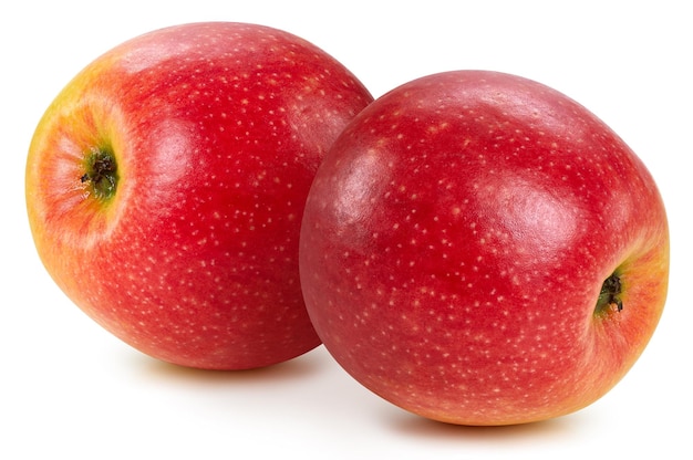 Rode appel geïsoleerd met uitknippad Appelvruchten geïsoleerd op een witte achtergrond