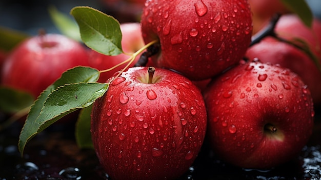 rode appels in het water na regen in de tuin
