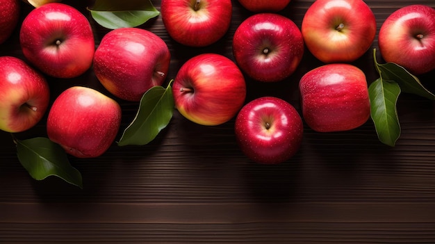 rode appels op een donkere houten tafel