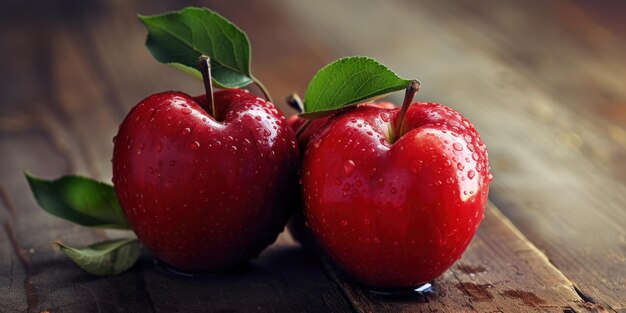 Rode appels op een houten tafel