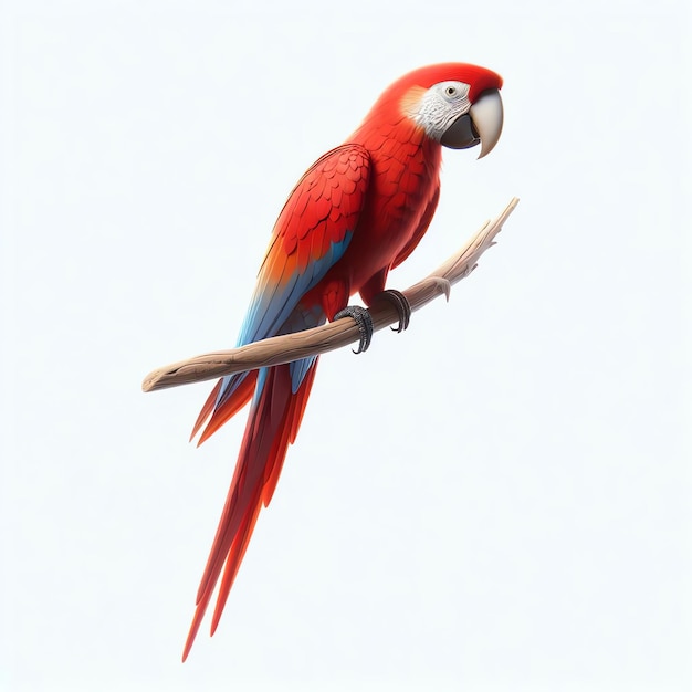 Rode ara-papegaai die op een tak zit