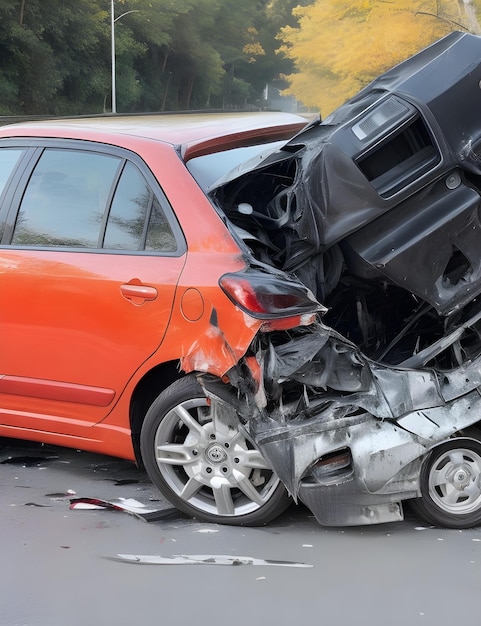 Foto rode auto-ongeluk of crash op de weg met een andere auto