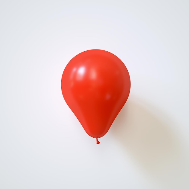 Rode ballon op een witte muur 3d-rendering