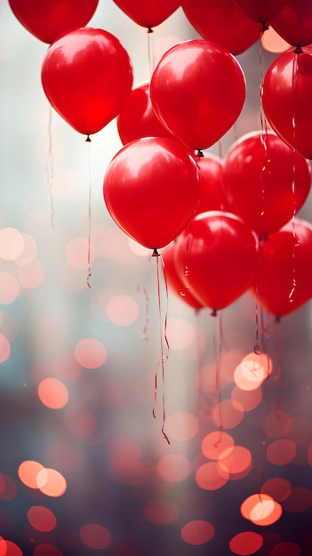 Rode ballonnen Bokeh in de achtergrond Rijke scherptediepte