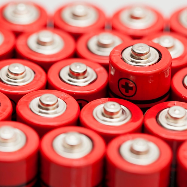 Rode batterijen achtergrond Energievoorziening en recycling concept