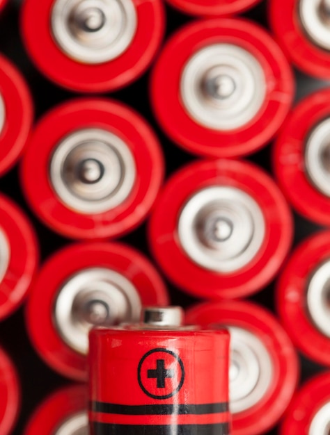 Rode batterijen achtergrond Energievoorziening en recycling concept