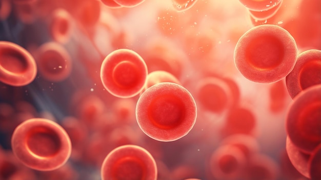 Rode bloedcellen onder de microscoop wetenschappelijke illustratie Rode bloed cellen onder de mikroscoop