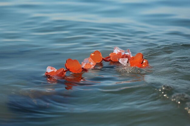 rode bloemen drijven in het water