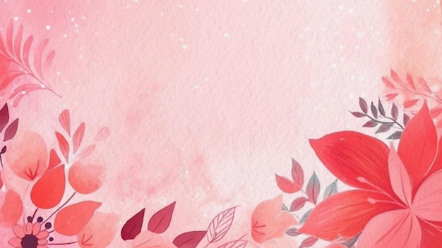 Rode bloemenlijst op een roze achtergrond met aquarellen